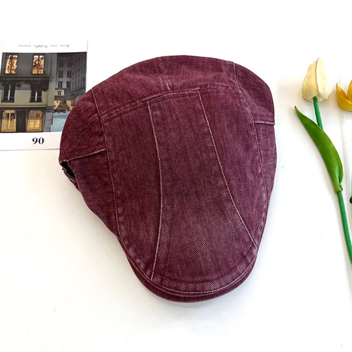 Casquette béret en coton délavé style gavroche rétro américain