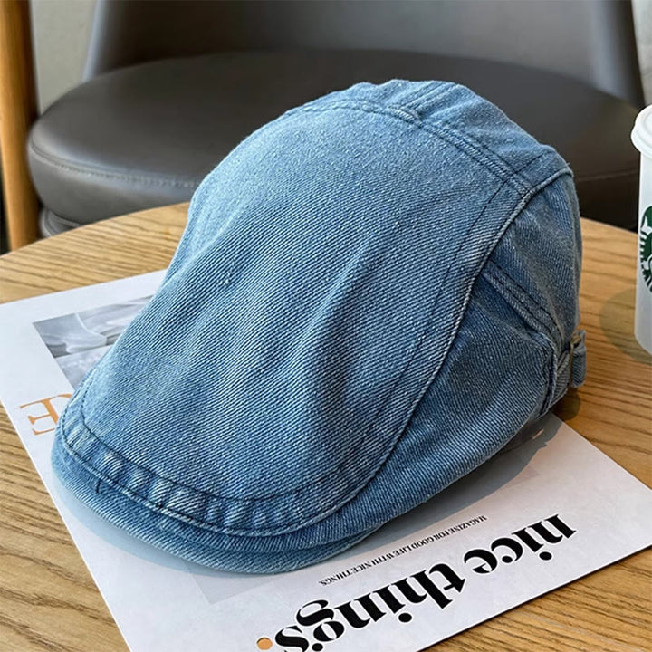 Casquette béret plaque ajustable en denim classique