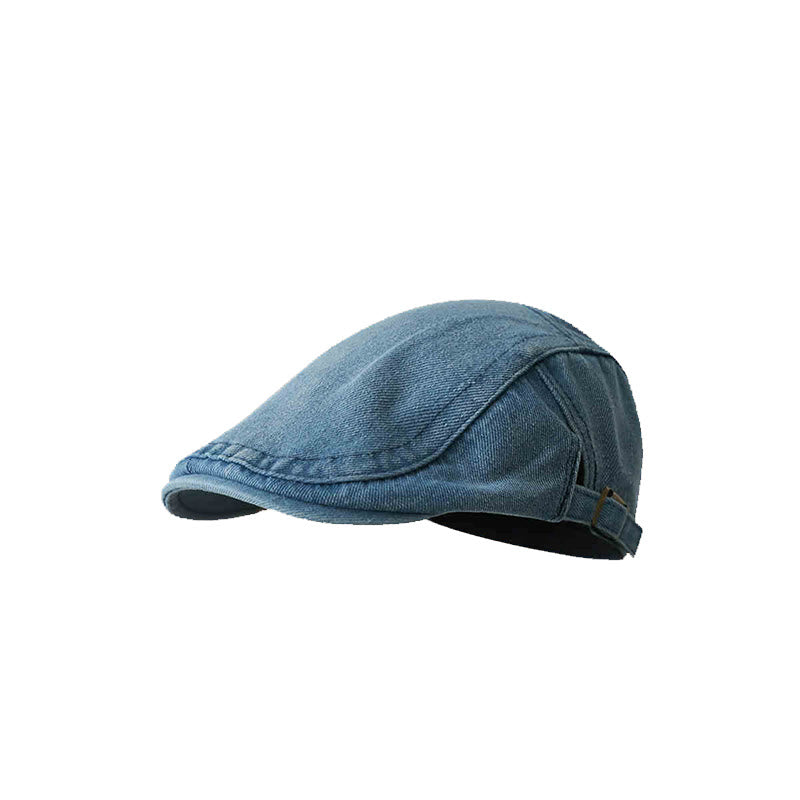 Casquette béret plaque ajustable en denim classique