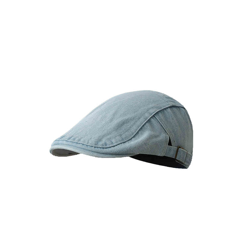 Casquette béret plaque ajustable en denim classique