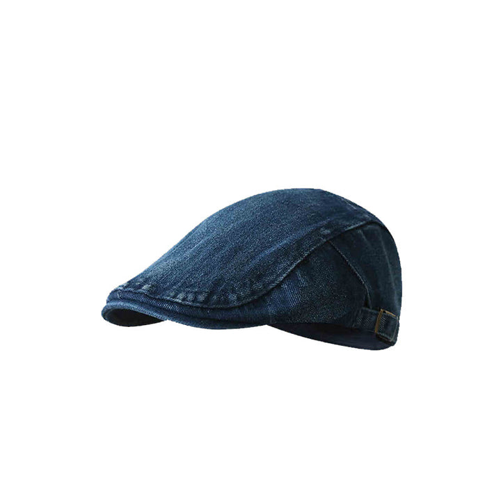 Casquette béret plaque ajustable en denim classique