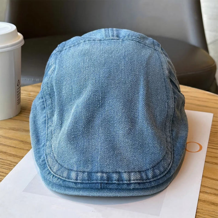 Casquette béret plaque ajustable en denim classique