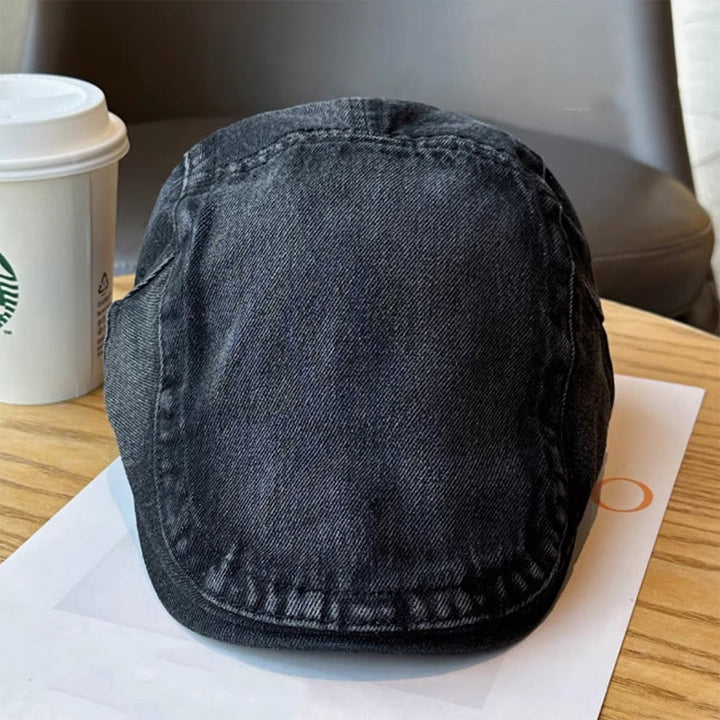 Casquette béret plaque ajustable en denim classique