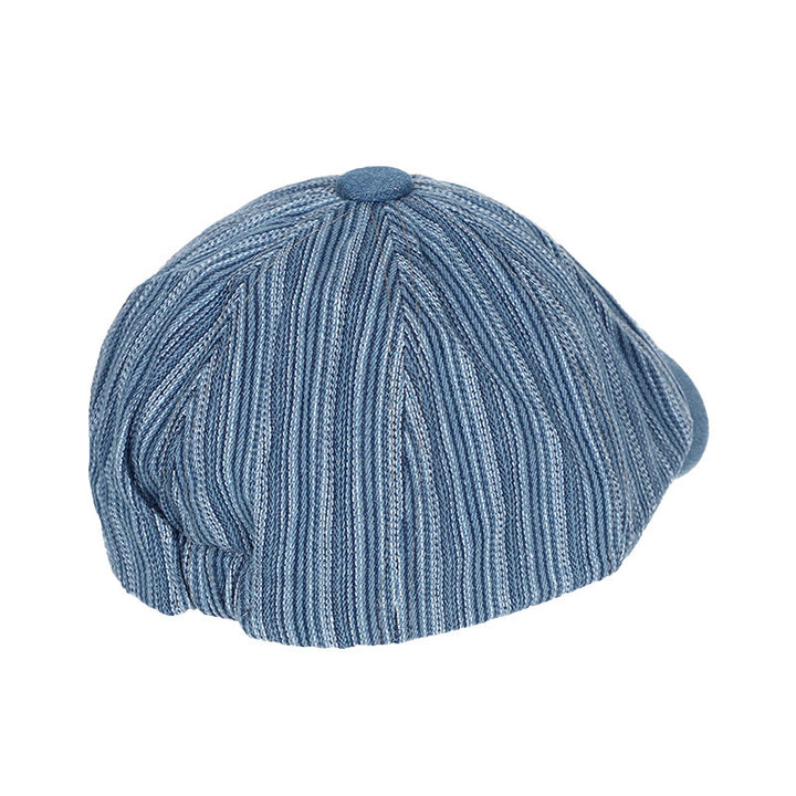 Casquette béret octogonale en denim délavé à rayures pour artiste peintre