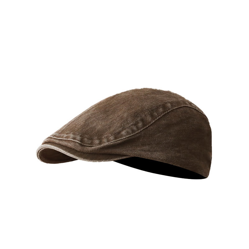 Casquette plate en denim délavé à la mode