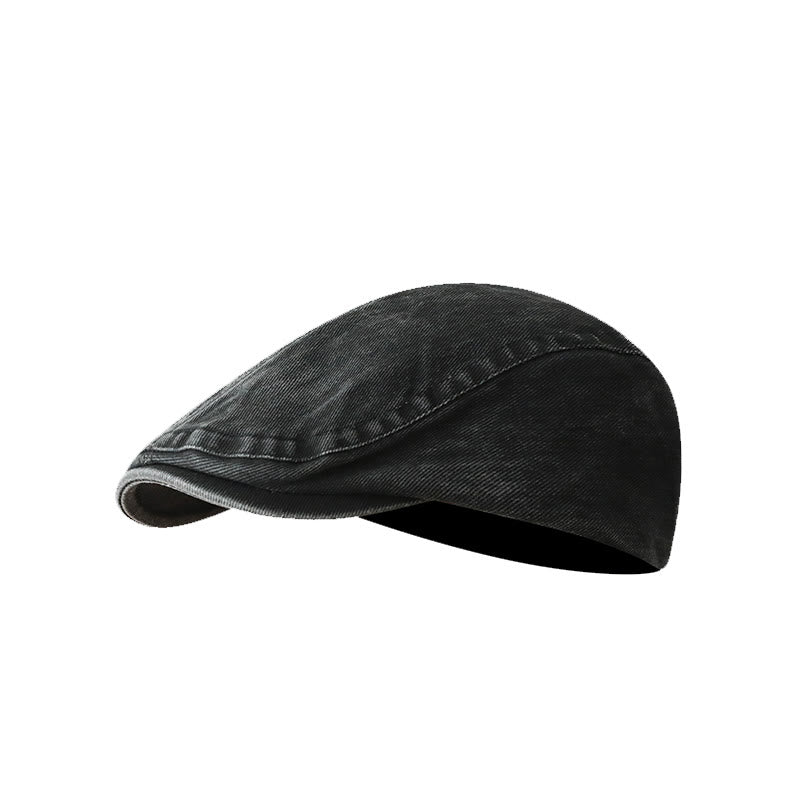 Casquette plate en denim délavé à la mode