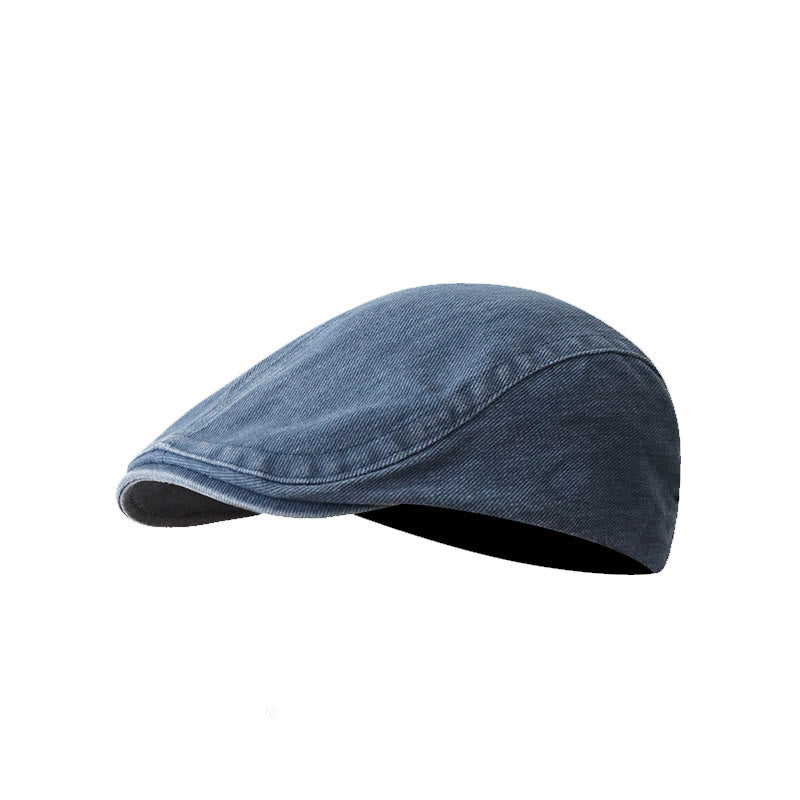 Casquette plate en denim délavé à la mode
