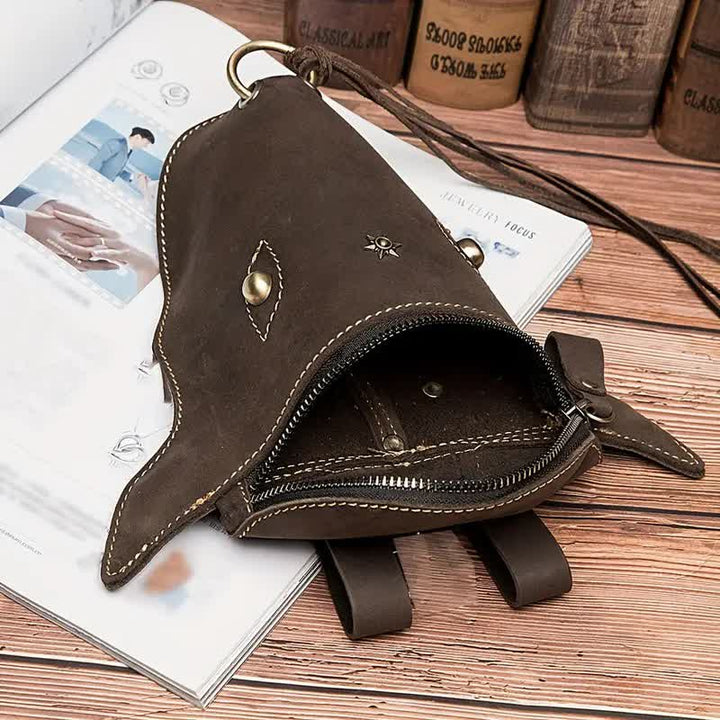 Sac ceinture en cuir véritable Crazy Horse avec tête de vache