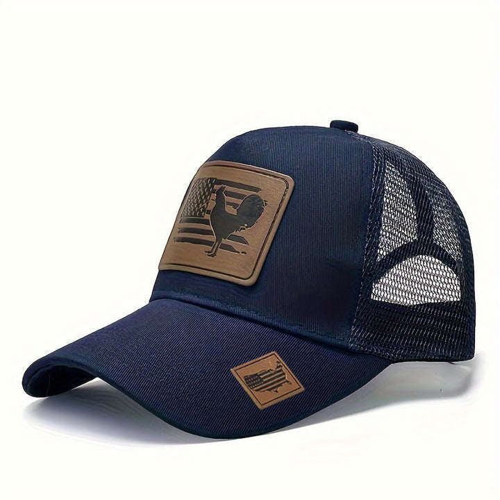 Casquette de camionneur ajustable pour homme avec motif coq et drapeau de la ferme