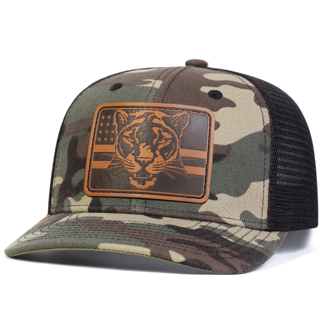 Casquette de camionneur ajustable avec drapeau tête de tigre