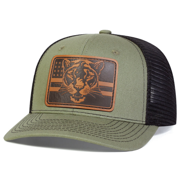 Casquette de camionneur ajustable avec drapeau tête de tigre