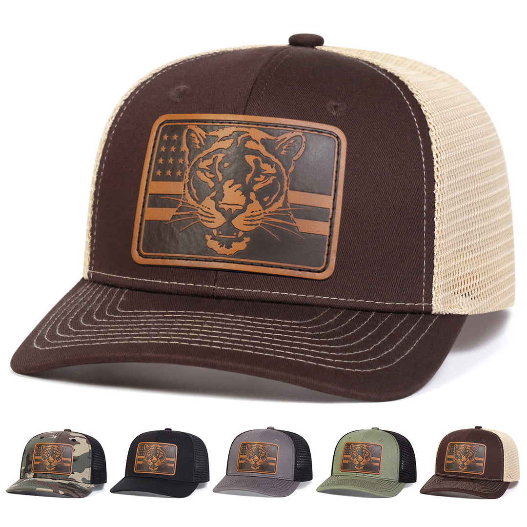 Casquette de camionneur ajustable avec drapeau tête de tigre