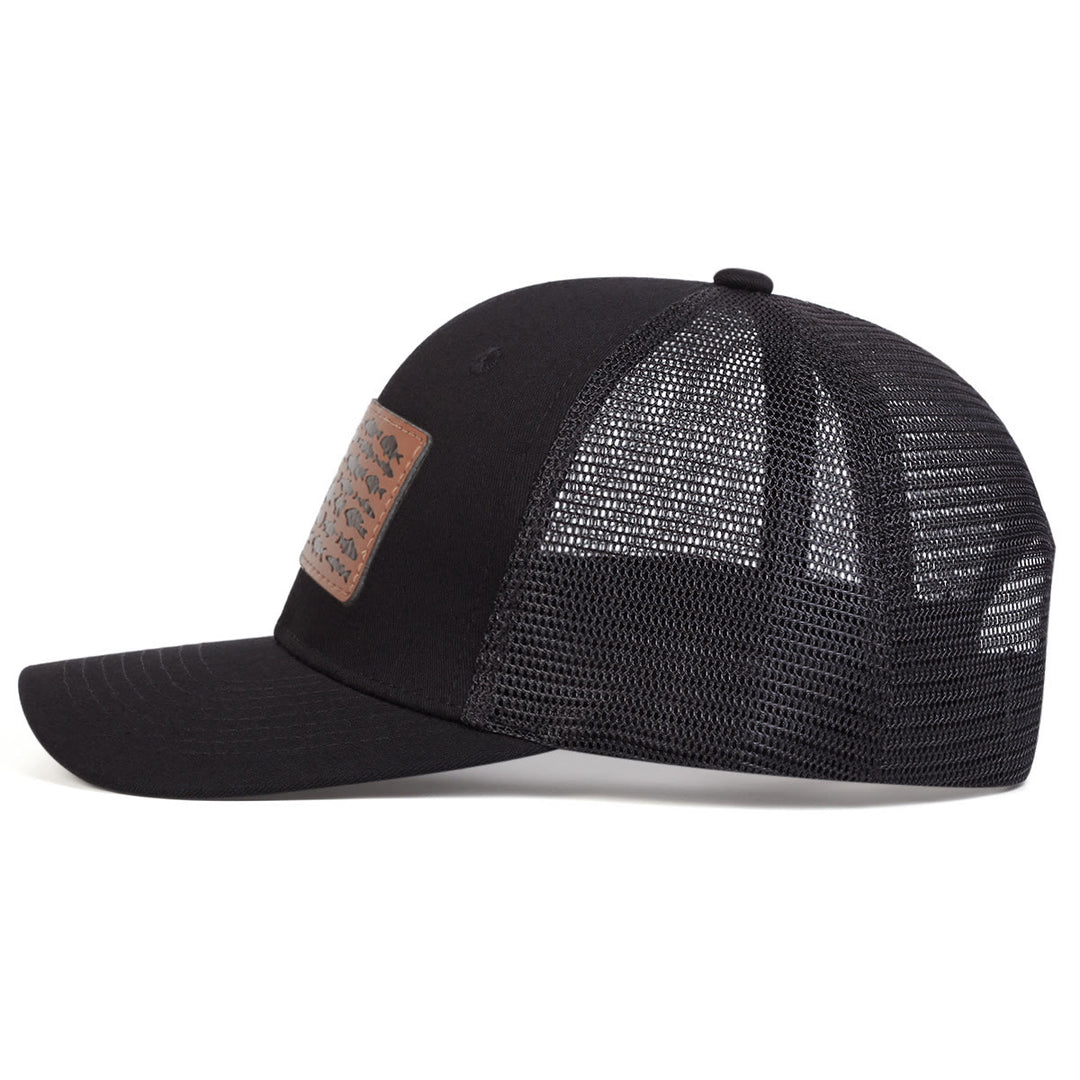 Casquette de camionneur ajustable pour homme, motif poisson et drapeau