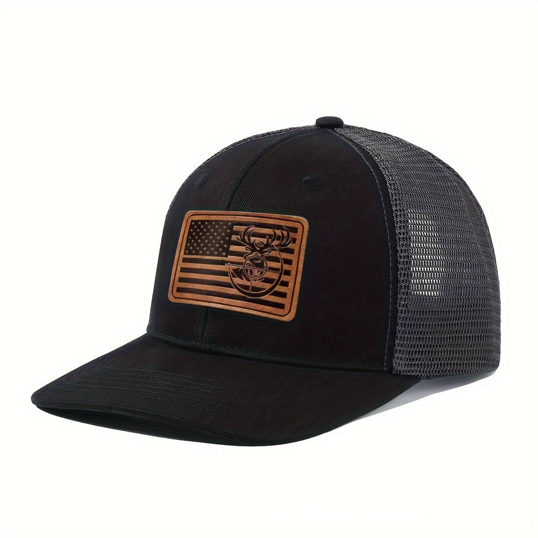 Casquette de camionneur ajustable pour homme avec drapeau géométrique à tête de cerf