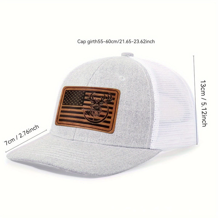 Casquette de camionneur ajustable pour homme avec drapeau géométrique à tête de cerf