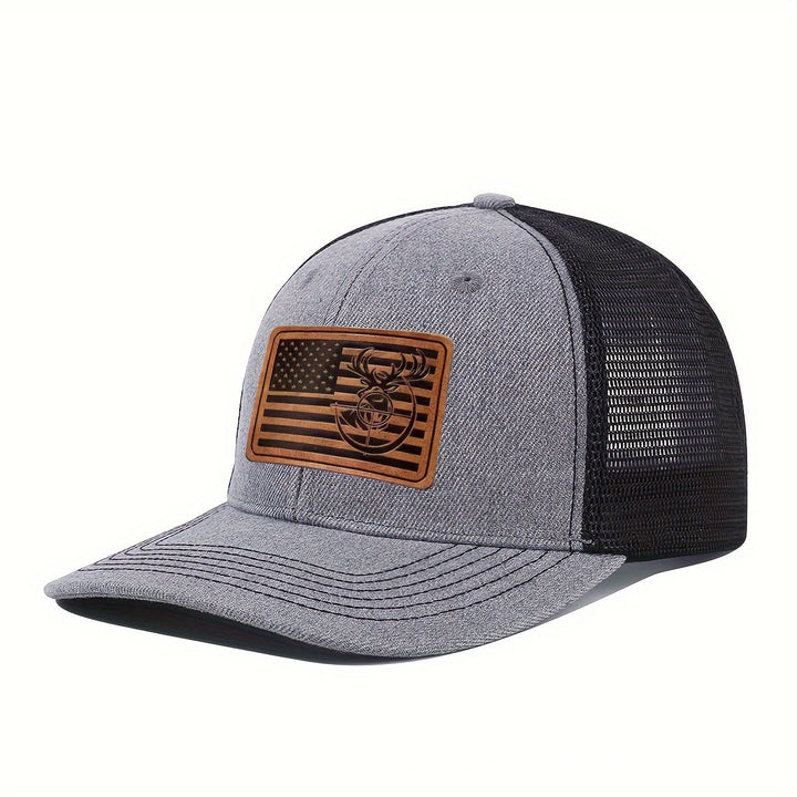 Casquette de camionneur ajustable pour homme avec drapeau géométrique à tête de cerf