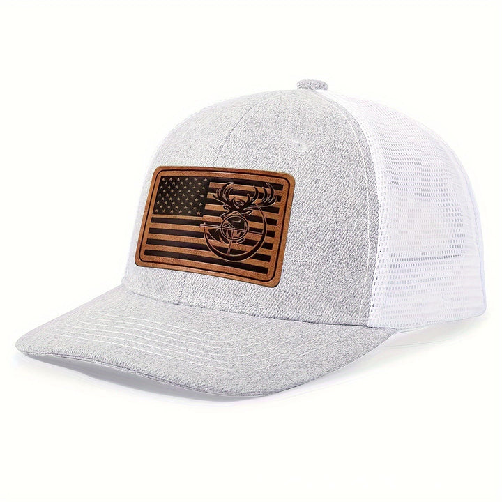 Casquette de camionneur ajustable pour homme avec drapeau géométrique à tête de cerf