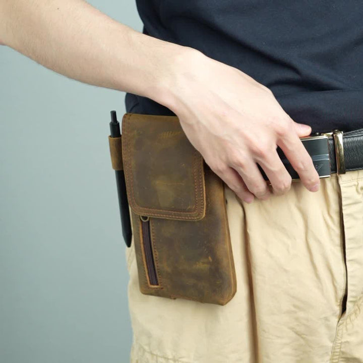 Sac banane magnétique multifonction en cuir pour téléphone