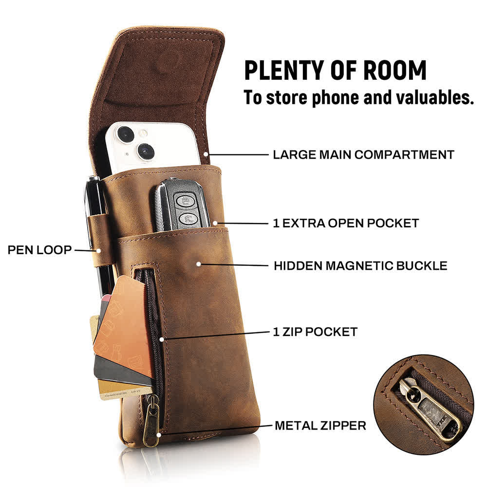 Sac banane magnétique multifonction en cuir pour téléphone