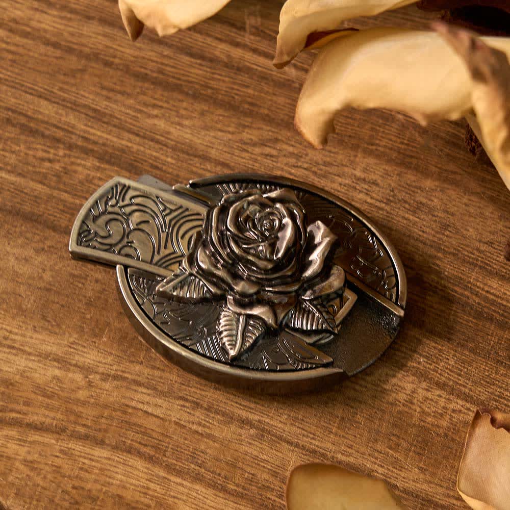 Ensemble de 3 boucles de ceinture à couteau pliant dissimulées en forme de rose et de cerf
