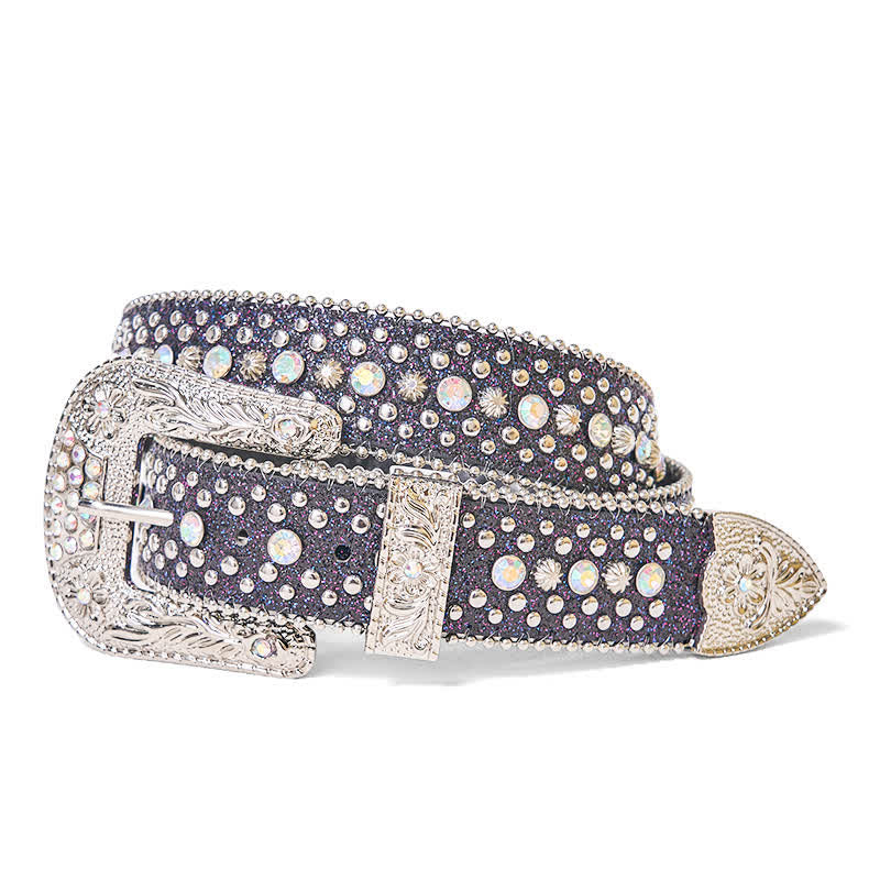 Ceinture en cuir à strass style punk hip-hop pour femme