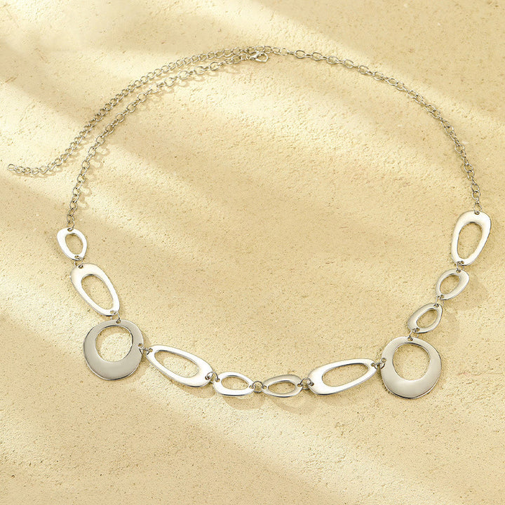 Ceinture en argent avec anneau et chaîne en métal pour femme
