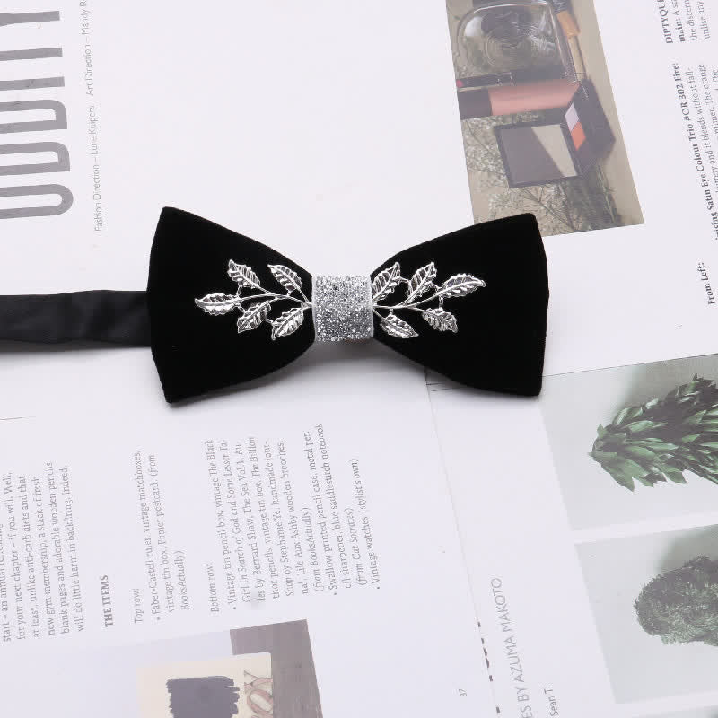 Nœud papillon en velours et métal pour homme