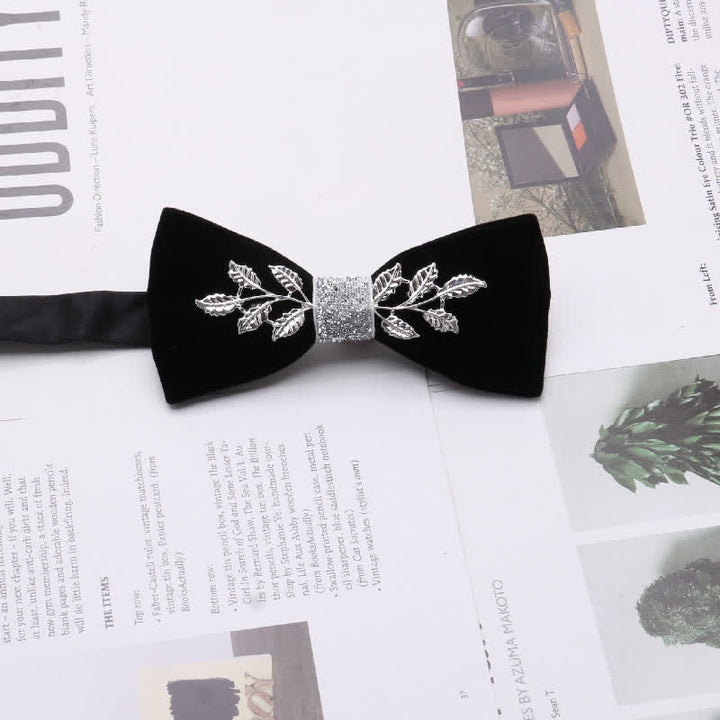 Nœud papillon en velours et métal pour homme