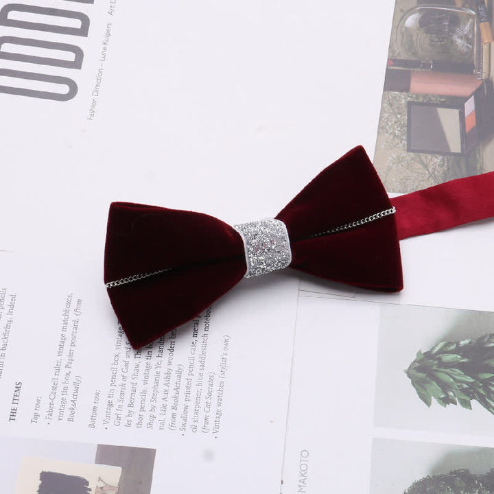 Nœud papillon en velours et métal pour homme