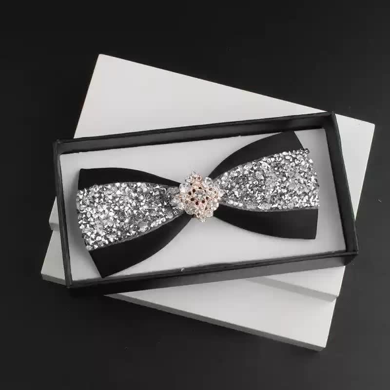 Ensemble de 2 nœuds papillons rouges brillants à strass pour homme