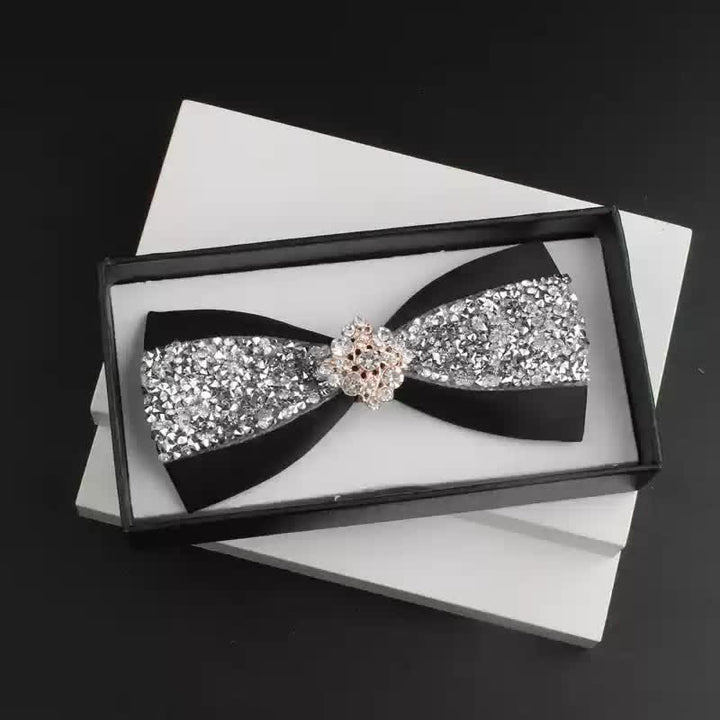 Ensemble de 2 nœuds papillons rouges brillants à strass pour homme
