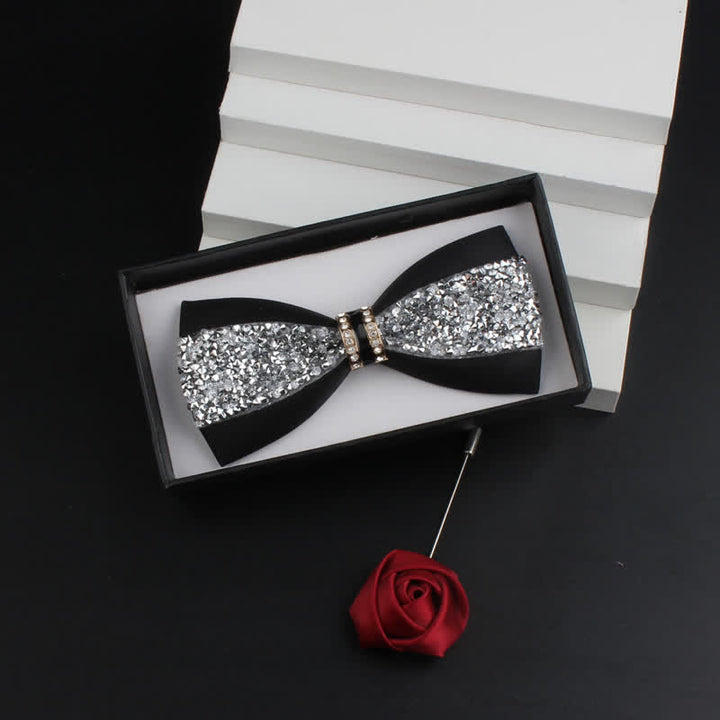 Ensemble de 2 nœuds papillons rouges brillants à strass pour homme
