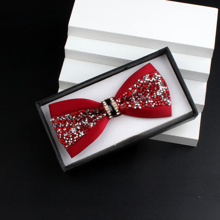 Ensemble de 2 nœuds papillons rouges brillants à strass pour homme