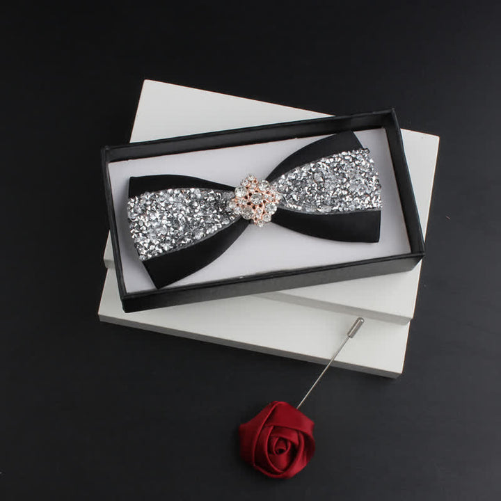Ensemble de 2 nœuds papillons rouges brillants à strass pour homme