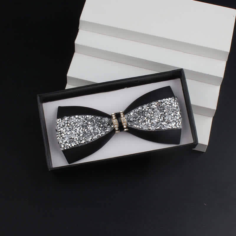 Ensemble de 2 nœuds papillons rouges brillants à strass pour homme
