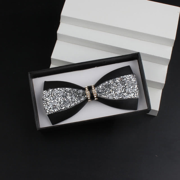 Ensemble de 2 nœuds papillons rouges brillants à strass pour homme