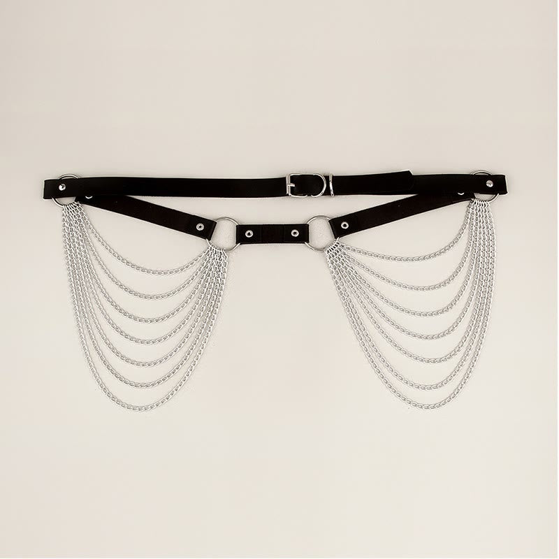 Ceinture à chaîne punk Ceinture en cuir à sept canapés