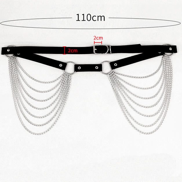 Ceinture à chaîne punk Ceinture en cuir à sept canapés