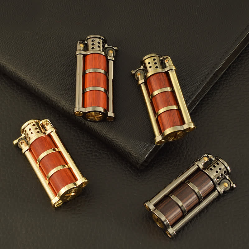 Briquet à huile rechargeable en forme de coquille en bois de style antique