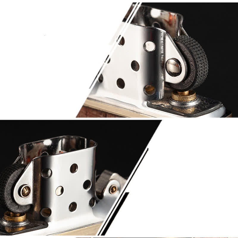 Briquet à kérosène rechargeable en forme de coquille en bois sculpté rétro