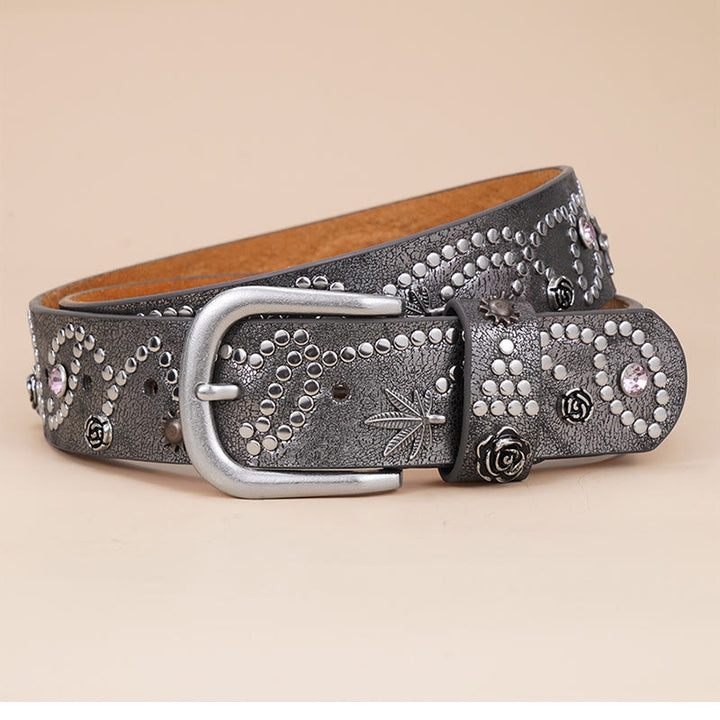 Ceinture à boucle ardillon style cowgirl western pour femme