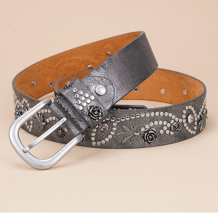 Ceinture à boucle ardillon style cowgirl western pour femme