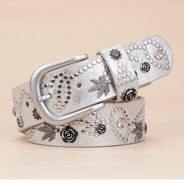 Ceinture à boucle ardillon style cowgirl western pour femme