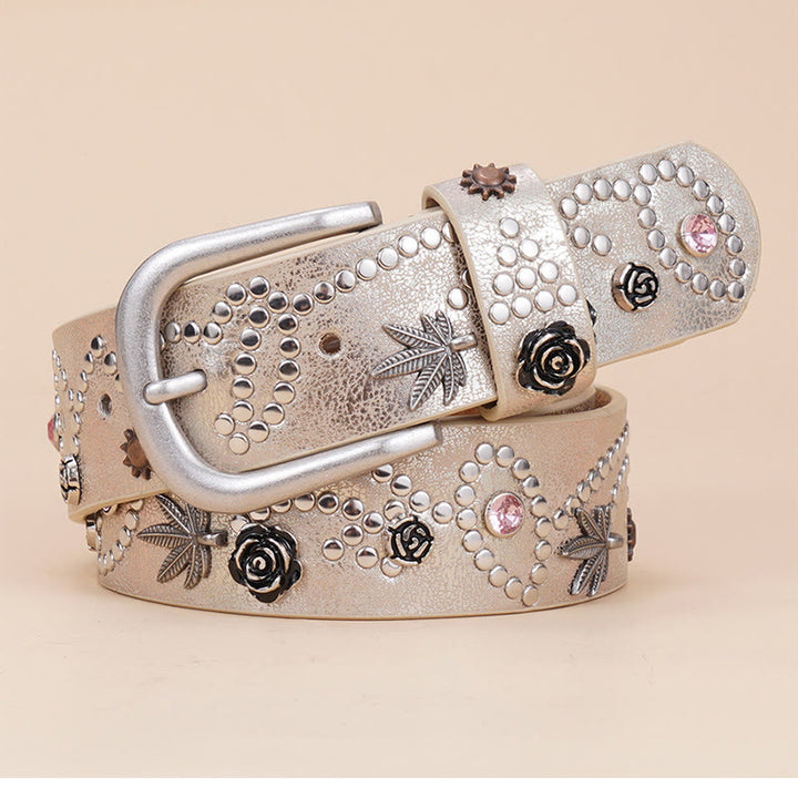Ceinture à boucle ardillon style cowgirl western pour femme