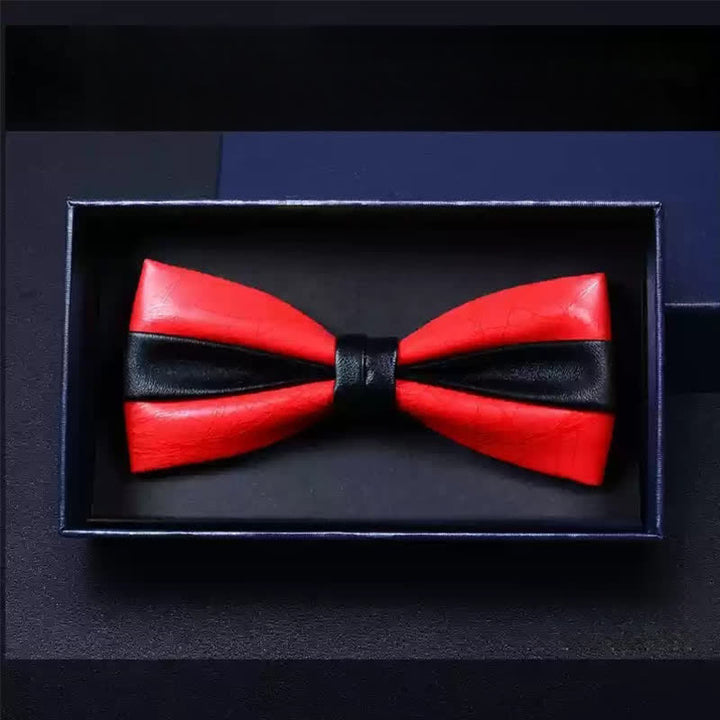 Nœud papillon double épaisseur en similicuir pour homme, idéal pour un mariage