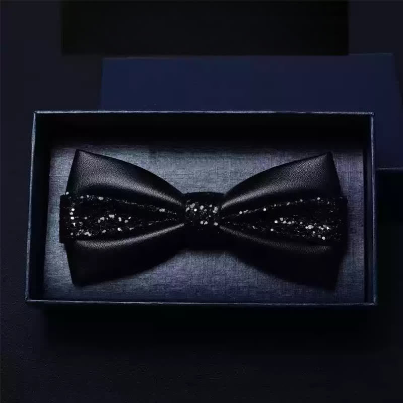 Nœud papillon double épaisseur en similicuir pour homme, idéal pour un mariage