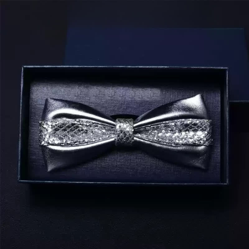 Nœud papillon double épaisseur en similicuir pour homme, idéal pour un mariage