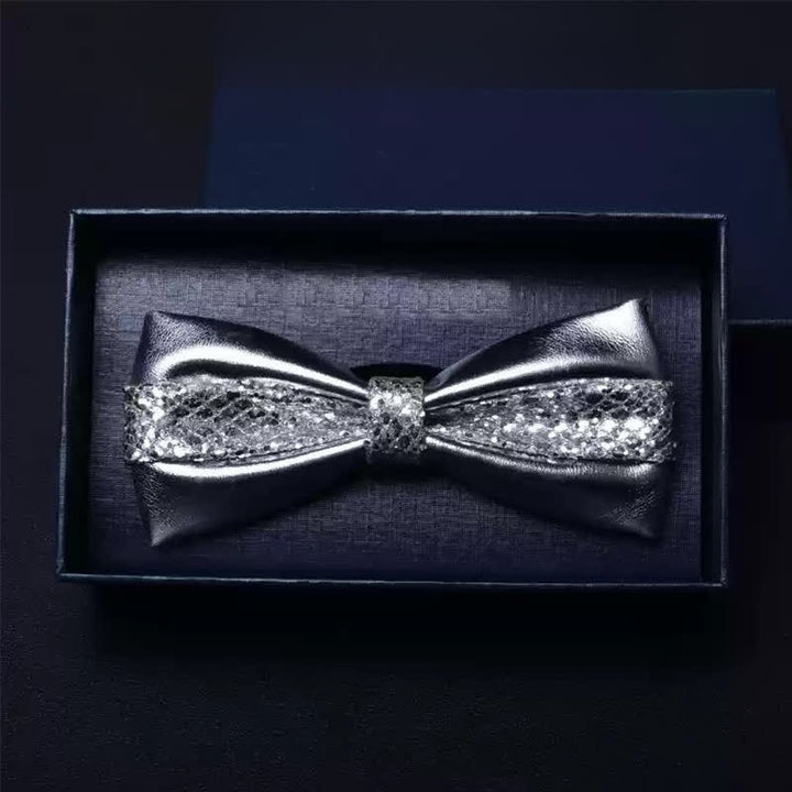 Nœud papillon double épaisseur en similicuir pour homme, idéal pour un mariage