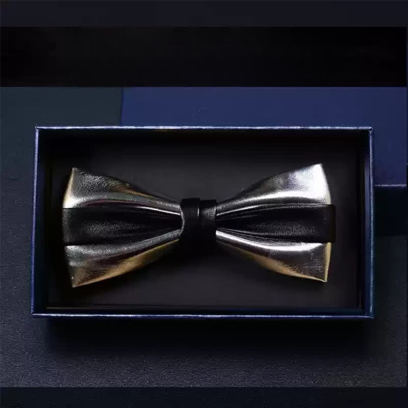 Nœud papillon double épaisseur en similicuir pour homme, idéal pour un mariage