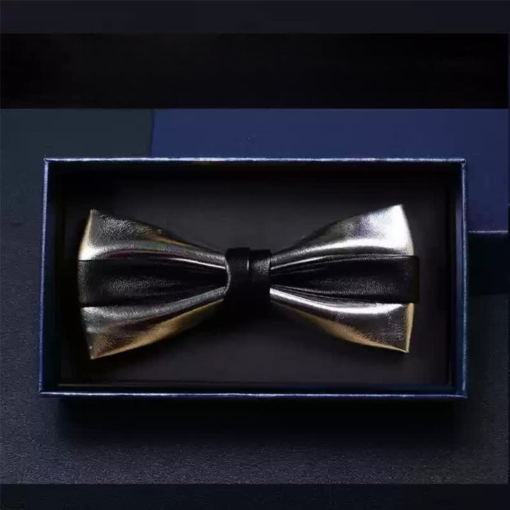 Nœud papillon double épaisseur en similicuir pour homme, idéal pour un mariage
